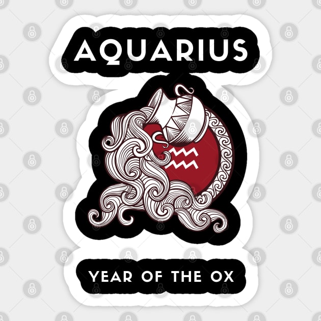 AQUARIUS / Year of the OX Sticker by KadyMageInk